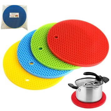Daixers 4pcs Extra Thick Silicone Trivet Mat, Hot Pads Slip Silicone Insulation Mat For Home Use