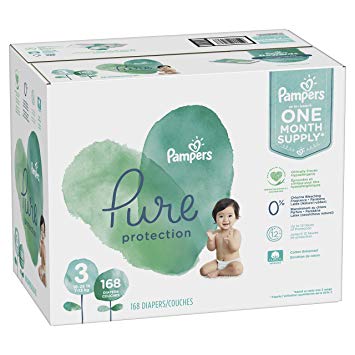 Size 3, 168 Count - Pampers Pure Disposable Baby Diapers, Hypoallergenic and Fragrance Free Protection, ONE Month Supply