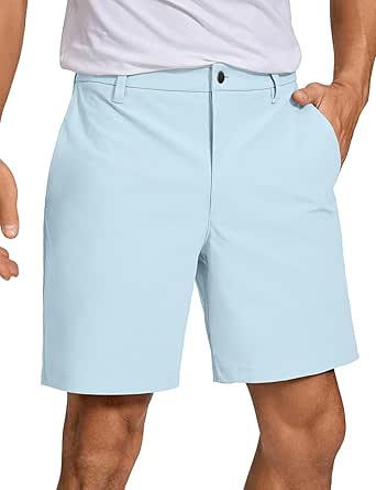 CRZ YOGA Men's All Day Comfy Golf Shorts - 7" Stretch Lightweight Casual Work Flat Front Shorts with Pockets