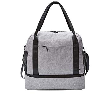 Carry-on Tote Duffel Bag with Bottom Zippered Compartment, Slides Over Luggage Handle, Waterproof