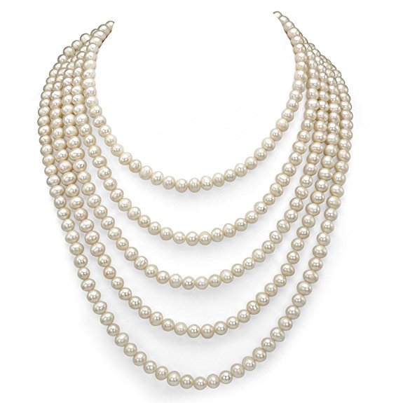 Endless White Freshwater Cultured Pearl Necklace 100 inch High Luster