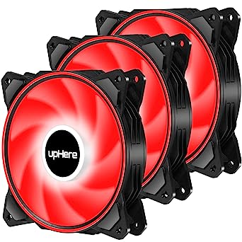 upHere 120mm 3PIN Dual halo Red LED PC Case Fan,High performance Silent Fan for PC cooling,DP12RD3-3