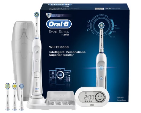 Oral-B Pro 6000 CrossAction Electric Rechargeable Toothbrush with Bluetooth Connectivity and Smart Series Powered by Braun Packaging May Vary