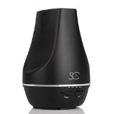 Spruce and Chic 100ml Aromatherapy Essential Oil Diffuser  Portable Ultrasonic Cool Mist Aroma Humidifier and Ionizer  Modern Look  LED Light and Calming Music  Automatic No-water Shutoff Black