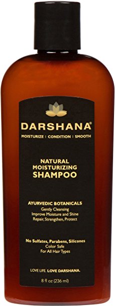 Darshana Natural Moisturizing Shampoo with Ayurvedic Botanicals - Color Safe, No Sulfates, Silicones, Parabens - Improve Moisture and Shine, PH Balanced (8 fl oz.)