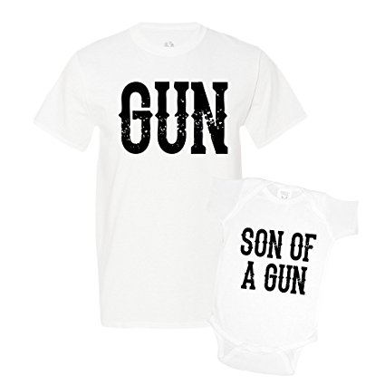 Gun & Son of a Gun Dad and Me Matching Set T-Shirt Bodysuit Clothing