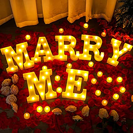 1031 Pcs Marry Me Sign Proposal Decorations Marry Me Lights Birthday Candles LED Flameless Tealight Fake Candles Red Rose Petals for Romantic Night Party Wedding Birthday (Warm White-Red)