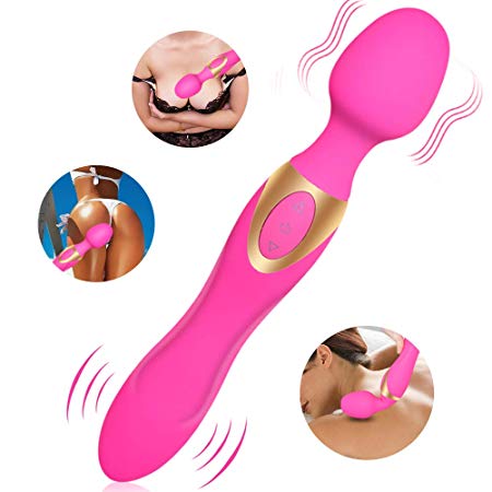 G-Spot Waterproof USB Rechargeable Dual Motors Dildo Vibrator for Clitoral Stimulator, 10 Powerful Vibrations for Wand Massager Stick, Adult Sex Toys for Women Men Male Female Couples Play, Pink