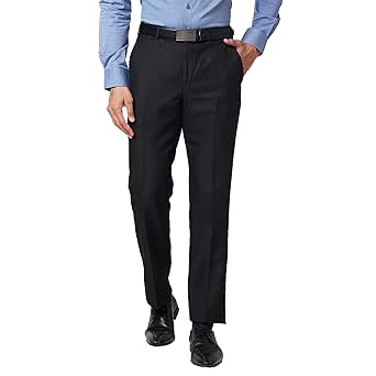 Park Avenue Regular Fit Self Design Black Trouser