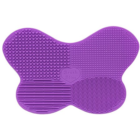 Brush Bliss - Makeup Brush Cleaning Mat 11.8" X 7.5"- Clean Makeup Brushes with Silicone Makeup Brush Cleaning Pad - Best Cosmetic Brush Cleaning Mat in Purple or Pink