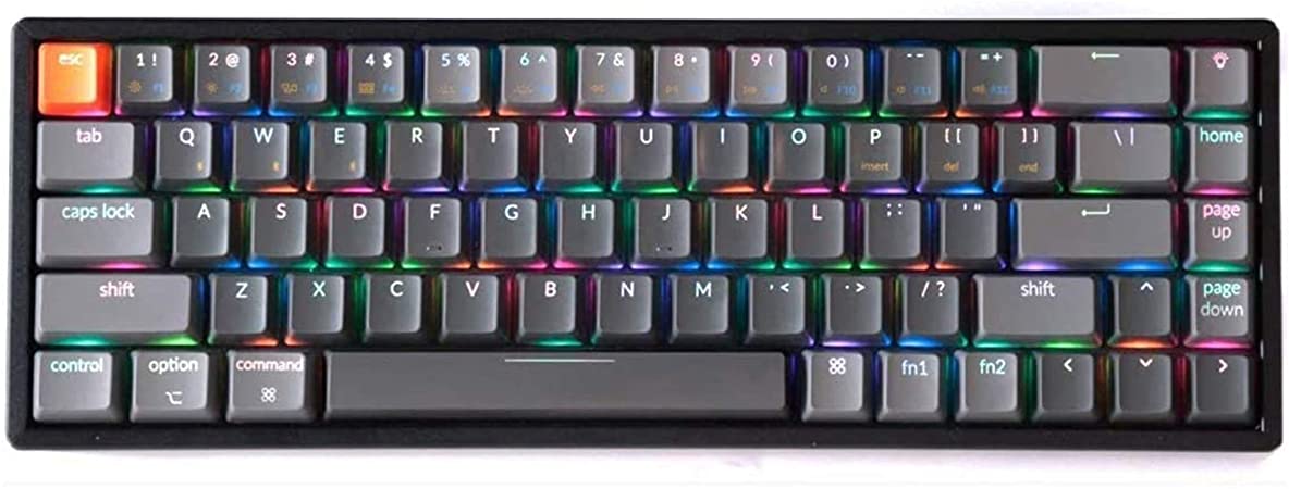 Keychron K6 Hot Swappable Wireless Bluetooth 5.1/Wired Mechanical Gaming Keyboard, 65% Compact 68-Key RGB LED Backlit N-Key Rollover, Aluminum Frame for Mac Windows Gateron Red Switch