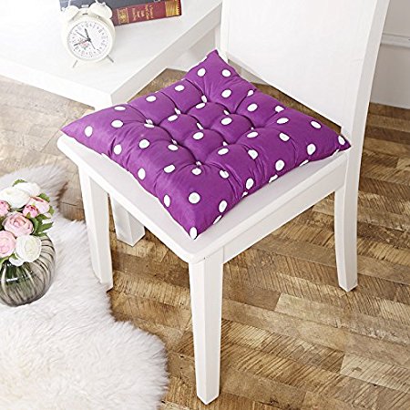 Voberry® Soft Home Office Square Cotton Polka Dot Seat Cushion Buttocks Chair Cushion Pads (Deep Purple)