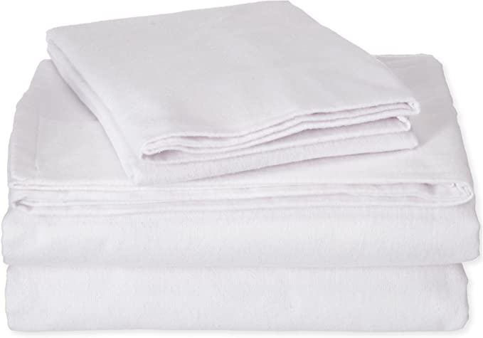 Pointehaven Heavy Weight Printed Flannel Sheet Set, Twin XL, White