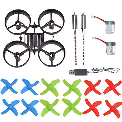 AVAWO H36 & E010 Quadcopter Spare Parts Crash Pack Kit Replacement, Main Blade Propellers & Motor & Propeller Protectors Blades Frame & Battery & USB Charging for JJRC H36 & Eachine E010 Mini UFO