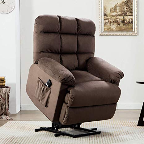 ANJ Power Lift Recliner Chair for Elderly with Over Stuffed Armrest and Comfort Broad Backrest, Remote Control for Gentle Motor, Chocolate