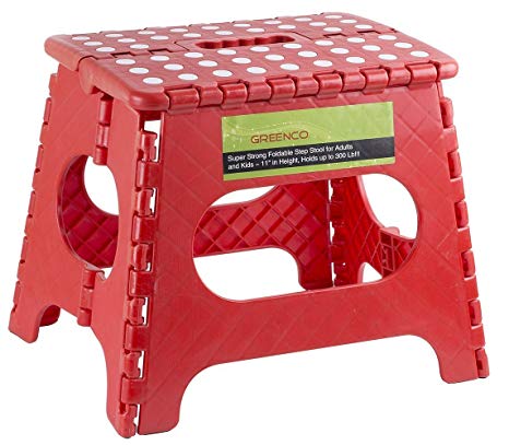 Greenco Super Strong Foldable Step Stool for Adults and Kids, 11", Red