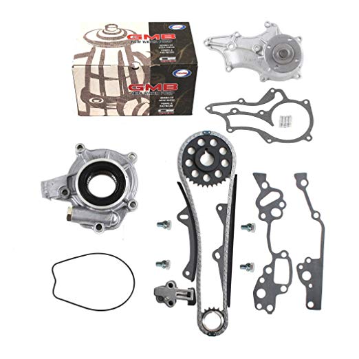New Timing Chain Kit (2 Heavy Duty Metal Guide Rails & Bolts), Water Pump, Oil Pump compatible with Toyota 2.4L Pickup 22RE 22REC 85-95
