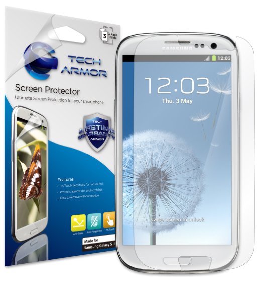 Tech Armor Anti-Glare and Anti-Fingerprint Matte Finish Screen Protectors with Lifetime Warranty for Samsung Galaxy S3 S III