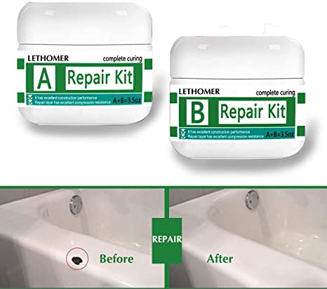 Tub, Tile and Shower Repair Kit, Waterproof Porcelain Repair Kit, Tile and Tub Refinishing kit, Non-toxic and Odorless Fiberglass Repair Kit for Tubs, Toilet, Porcelain, Sink Crack (WHITE)