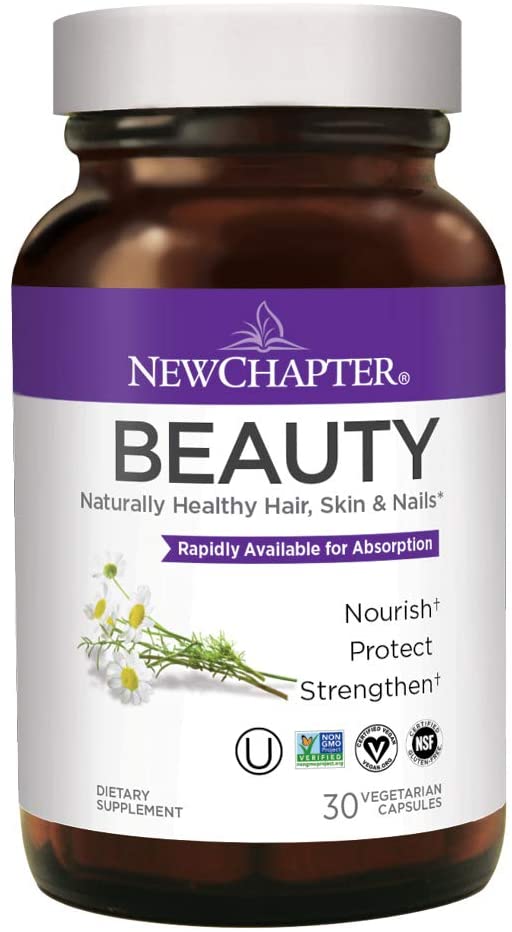 Hair Skin & Nails Vitamin, New Chapter Beauty Supplement for Hair Skin & Nails   Biotin   Gluten Free - 30ct (1 Month Supply)