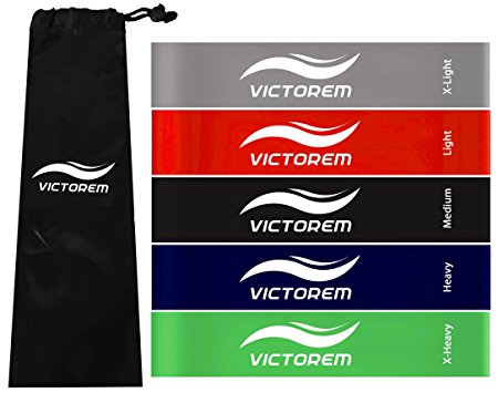 VICTOREM Mini Loop Resistance Bands –Exercise, Physical Fitness, Home Workout Training Set – CrossFit, Exercise, Fitness – Stretching, Mobility, Physical Therapy Workout -Legs Butt Arms- Booty Bands