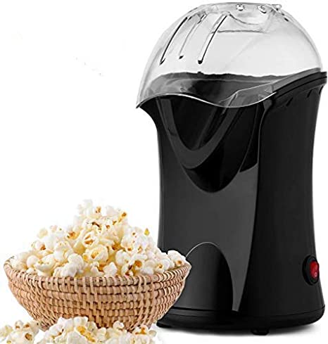 Hot Air Popcorn Popper, Popcorn Machine, 1200W Popcorn Maker for Home Use, No Oil Needed Healthy Popcorn Popper (Black)