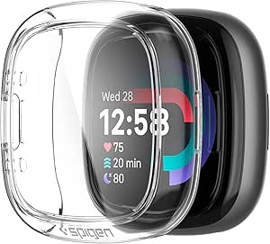 Spigen Ultra Hybrid Designed for Fitbit Versa 4 / Fitbit Sense 2 with Tempered Glass Screen Protector Case - Crystal Clear