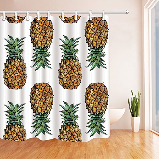 NYMB Tropical Fruit Pineapple with Leaves Shower Curtains 69X70 inches Mildew Resistant Polyester Fabric Bathroom Fantastic Decorations Bath Curtains Hooks Included (Multi10)