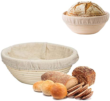 Bread Proofing Basket,T.face Baking Dough Bowl Gifts for Bakers Proving Baskets for Sourdough Lame Bread Slashing Scraper Too lwith Cloth Liner