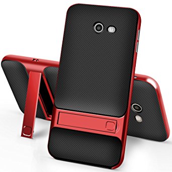 Samsung Galaxy J7 Case,Setber Cross Hatch TPU Back Cover Colorful Bumper Dual layer 2 in 1 with Kickstand for Galaxy J7 2017/J7 V/J7 Sky Pro/J7 Perx/J7V 2017/J7 Prime(2017 Release)-Red