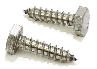 Bolt Dropper 1/4" x 1" Hex Head Lag Bolt Screws, (25 Pack), 304 (18-8) Stainless Steel Coach Bolts/Large Screws for Wood with Plain Finish