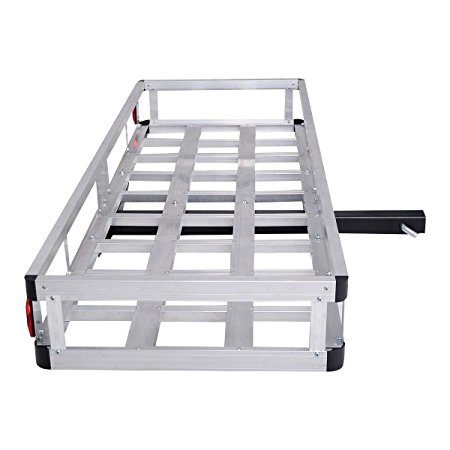 Goplus 60" x 22" Aluminum RV 2" Hitch Mount Cargo Carrier Truck Luggage Basket 500LBS