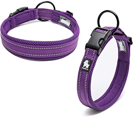 Kismaple Cosy Soft Padded Reflective Dog Collar Adjustable Small Dogs Puppy Collar Breathable Light-Weight Outdoor Adventure Traning Comfortable Pet Collars (S (35-40cm), Purple)