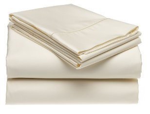 Bonne Nuit 300 Thread Count 100% Egyptian Cotton Sateen Wrinkle Resisitant 17" Deep Pocket Sheet Set Queen Ivory