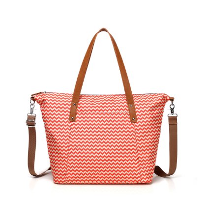 CheekyTummy Baby Diaper Changing Bag - Best Designer Tote Handbag (Orange Chevron)