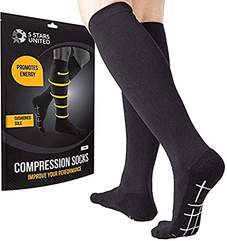 Compression Socks for Women and Men – 1 Pair Premium 15-20 mmHg Anti DVT Flight Socks - Support Circulation Stockings - Regular and Wide Calf - Ideal for Running, Sports, Travel, Flying, Pregnancy