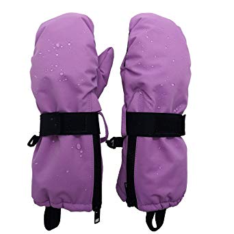 Highcamp Kids Waterproof Snow Mittens - Covered Boys Girls Age 2-12