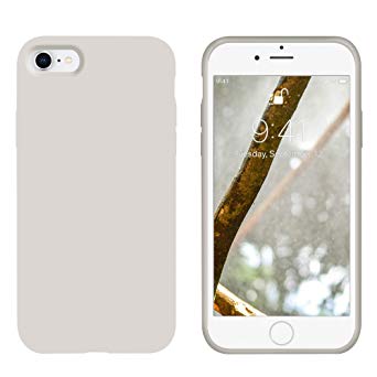 OTOFLY for iPhone 8 Case,iPhone 7 Case, [Silky and Soft Touch Series] Premium Soft Button Silicone Rubber Full-Body Protective Bumper Case Compatible with iPhone 7 8 Only - (White Stone)