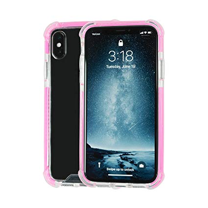 Idea Promo Ultra Clear Case for iPhone X | XS Clear Case, iPhone 10 | 10S, Shock-Absorption and Anti Scratch, Heavy Duty Protective, Reinforced Conner and Rubber Bumper Shockproof (Pink)