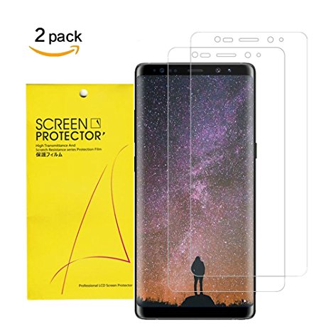 [2-Pack] Galaxy Note8 Screen Protector, Acoverbest Full Coverage Easy to install HD [Case Friendly][Not Glass] [Ultra-Clear] Screen Protector for Samsung Galaxy Note 8 [S Pen Compatible]