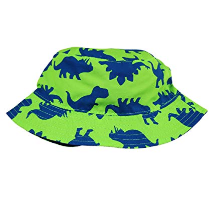 Little Me Reversible Green and Blue Dinosaur Toddler Boys Bucket Sun Hat 2T-4T