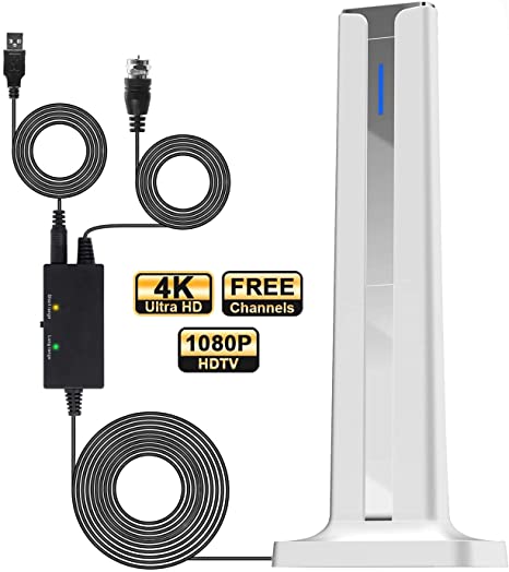 [2022 Model] Digital Amplified Indoor Tv Antenna – Powerful Best Amplifier Signal Booster 270  Miles Range Support 4K Full HD Smart and Older Tvs with 16ft Coaxial Cable, Unique Tv Accessories