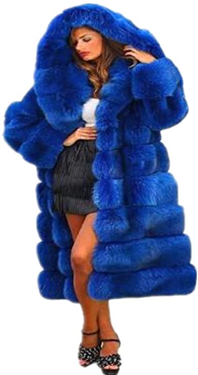 Womens 7XL Thick Faux Fur Coat Big Hooded Parka Overcoat Winter Long Sleeve Coat Jacket