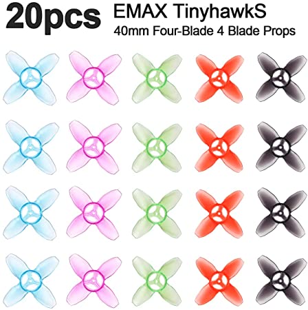 20pcs EMAX Avan Tinyhawk TH Turtlemode Propeller 40mm Four-Blade Props 4 Blade Propellers for 0802 Motor Indoor FPV Racing Drone Like Emax TinyhawkS