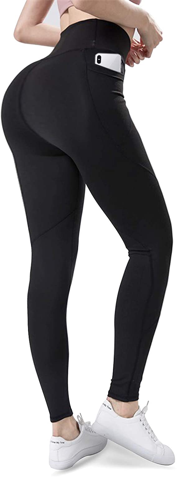 JOYORUN High Waisted Leggings for Women, Yoga Leggings with Pockets, Tummy Control Black Workout Leggings