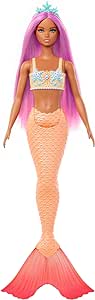 Barbie Mermaid Dolls with Fantasy Hair and Headband Accessories, Mermaid Toys with Shell-Inspired Bodices and Colorful Tails, HRR05