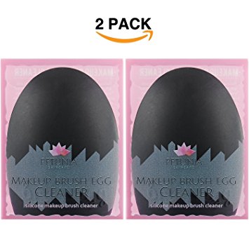 Makeup Brush Egg Cleaner (2-Pack) Helps Clean Your Make Up Brushes Easily - Reusable and Easy to Use Silicone Scrubbing Tool - Includes 2 Brush Guards