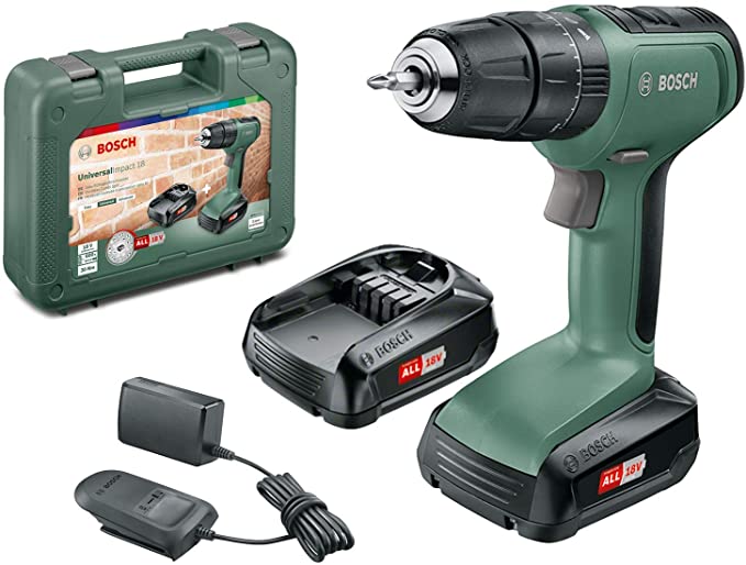 Bosch Cordless Hammer Drill UniversalImpact 18 (2x Batteries, 18 Volt System, in Carrying Case)