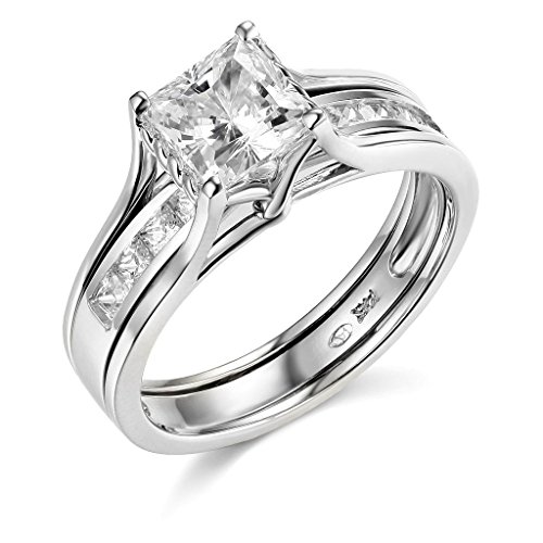 .925 Sterling Silver Rhodium Plated Engagement Ring