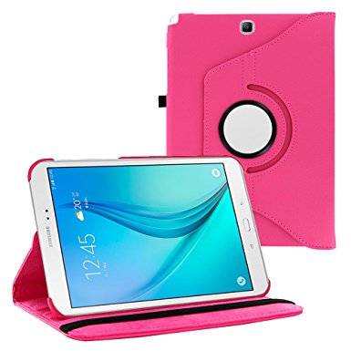 Galaxy Tab A 8.0 Case By KIQ Slim Folio Stand Leather Cover for Samsung Galaxy Tab A 8.0 SM-T350 (Hot Pink)